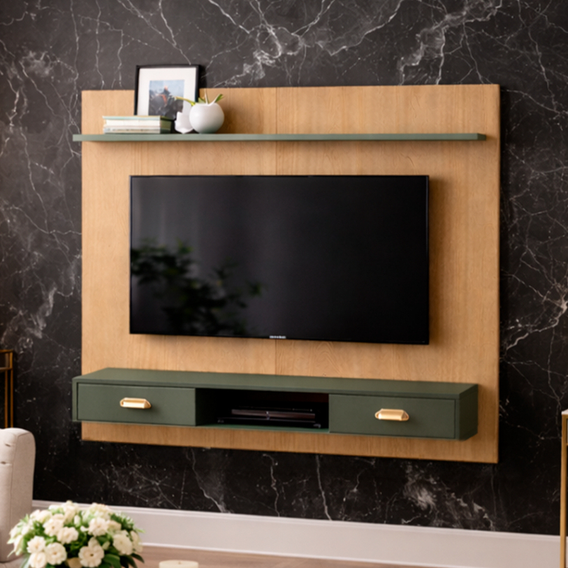 Painel de Tv até 50 polegadas Com 2 Portas Prateleira em Oferta na Shopee