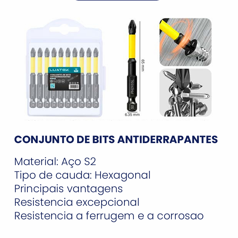 Jogo 10 Bits Ponteira Phillips Imantada Furadeira Parafusadeira Antiderrapante LWJ-2234