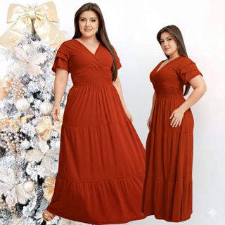 Vestido Feminino Longo Social Manga Estilosa Moda Evangelica Plus Size Do M ao EXG Para Congresso em Oferta na Shopee