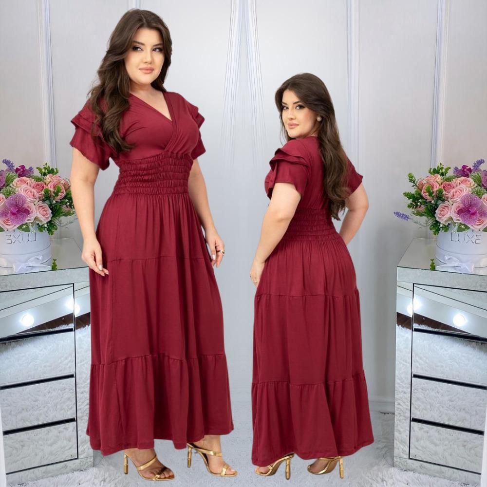 Vestido Longo Feminino Social Plus Size Moda Evangelica Estilosa Curta 2 Marias Congresso Lançamento em Oferta na Shopee