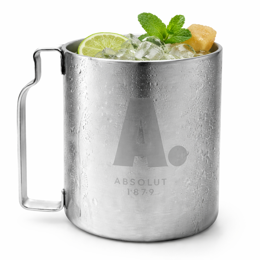 Caneca Absolut 300ml Oficial Exclusiva Importada Suécia Inox Metal Edição Limitada Colecionador
