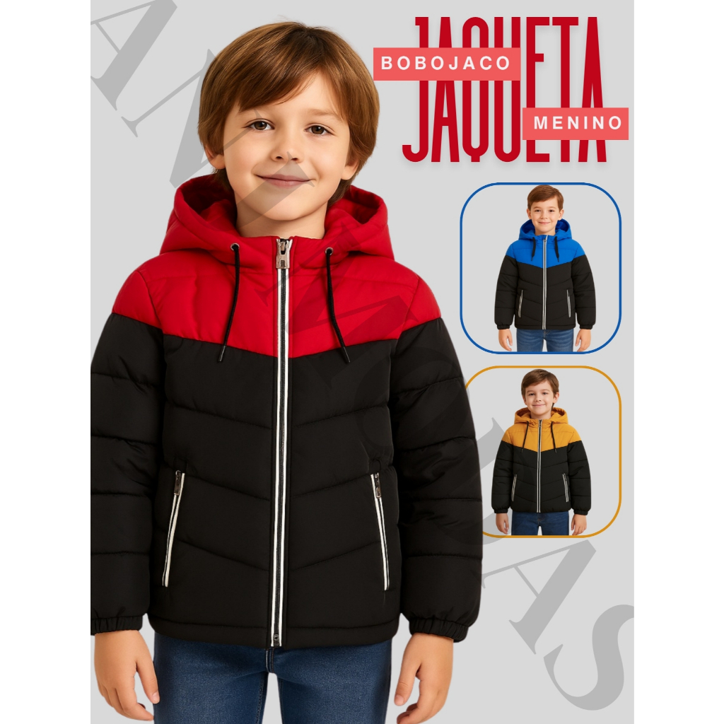 Jaqueta Bobojaco Infantil Menino Juvenil Jaco Casaco Nylon Capuz Removìvel em Oferta na Shopee