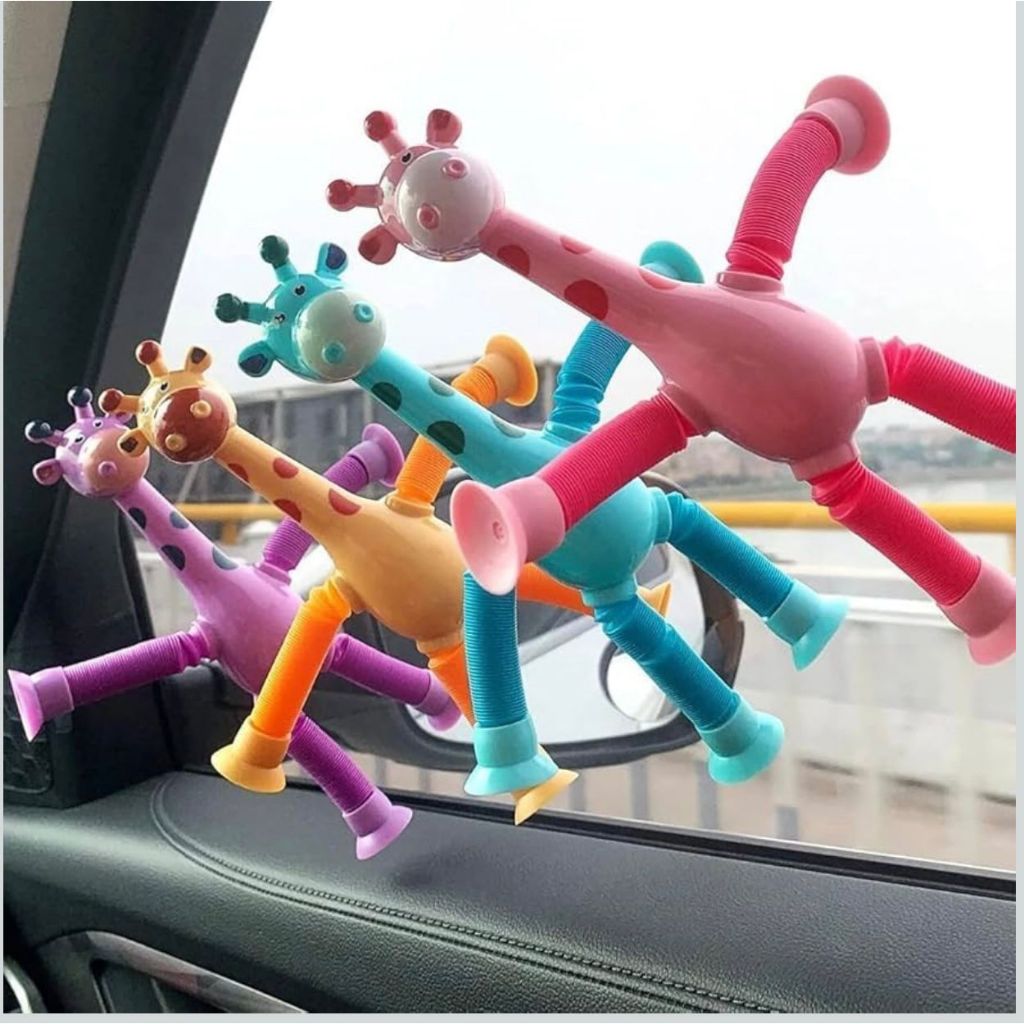1/2/4 opções girafa estica e gruda melman pop it tubo tiktok com luz brinquedo para crianças