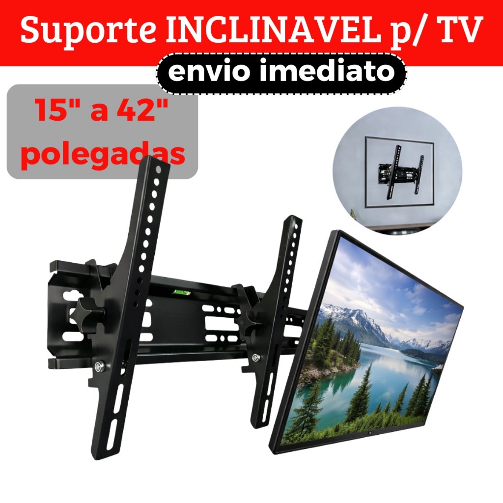 Suporte Para Tv Inclinável 15 a 42 Pol Lcd Led Qled Oled Universal Samsung LG 25 32 37 40 42 Parede em Oferta na Shopee