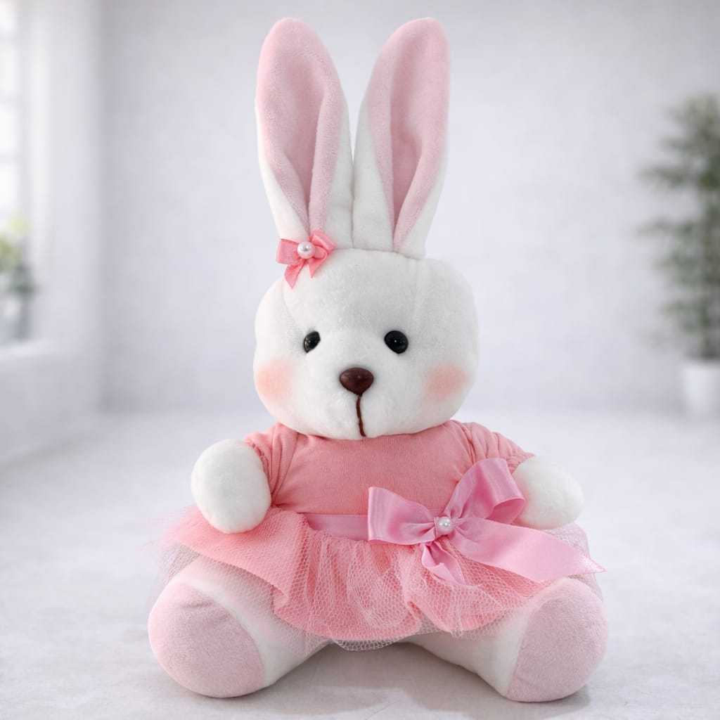 Coelho de Pelúcia De Vestido 19cm Para Bebês  Cestas e Decorações
