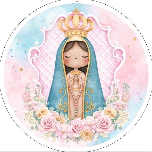 Painel Redondo Sublimado Alta Qualidade Nossa Senhora Cute em Oferta na Shopee