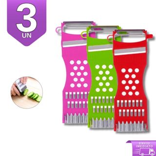 Kit 3 Descascador Ralador Fatiador 5 em 1 Manual para Queijo Legumes e Frutas em Oferta na Shopee