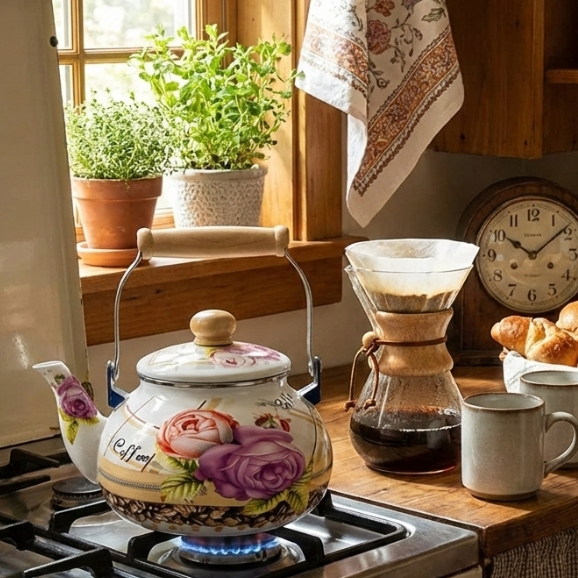 Chaleira Esmaltada Floral 2,5L – Beleza e Funcionalidade para sua Cozinha em Oferta na Shopee