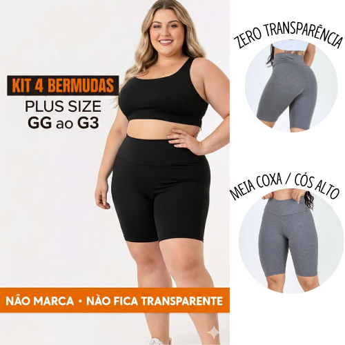 Kit 4 Shorts Bermuda Feminino Legging Suplex Plus Size Academia Meia Coxa Liso Estampada em Oferta na Shopee