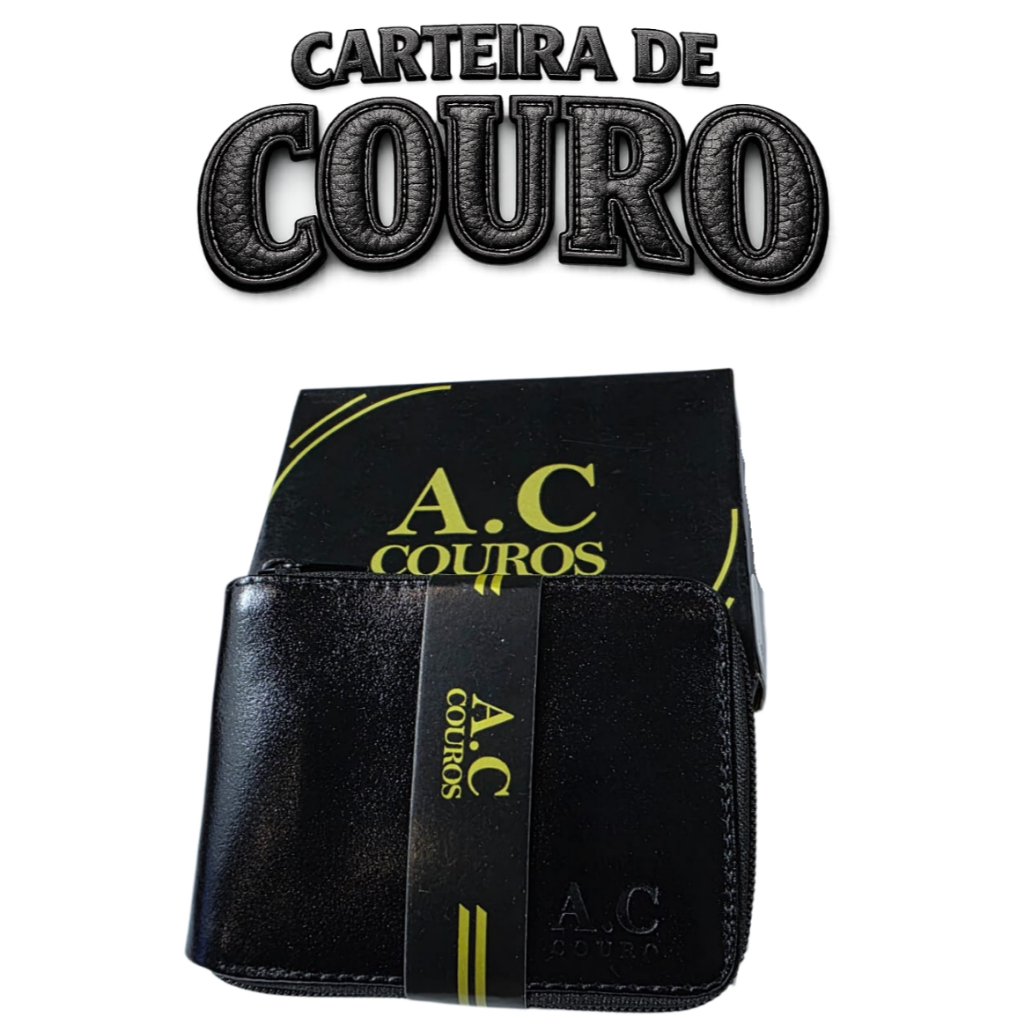 Carteira De Couro Premium Com Zíper Porta Cartões Masculino em Oferta na Shopee