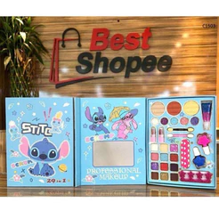 Conjunto de maquiagem infantil Stitch Kids 29 em 1 e paletas de sombras Hello Kitty 9 e 18