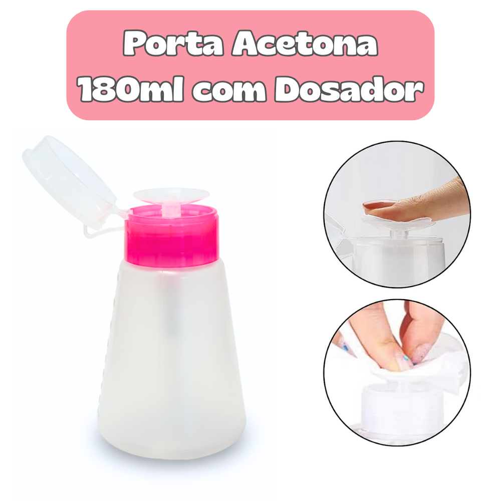 Porta Acetona Dosador 180ml Pump Profissional - Não Vaza Economico em Oferta na Shopee