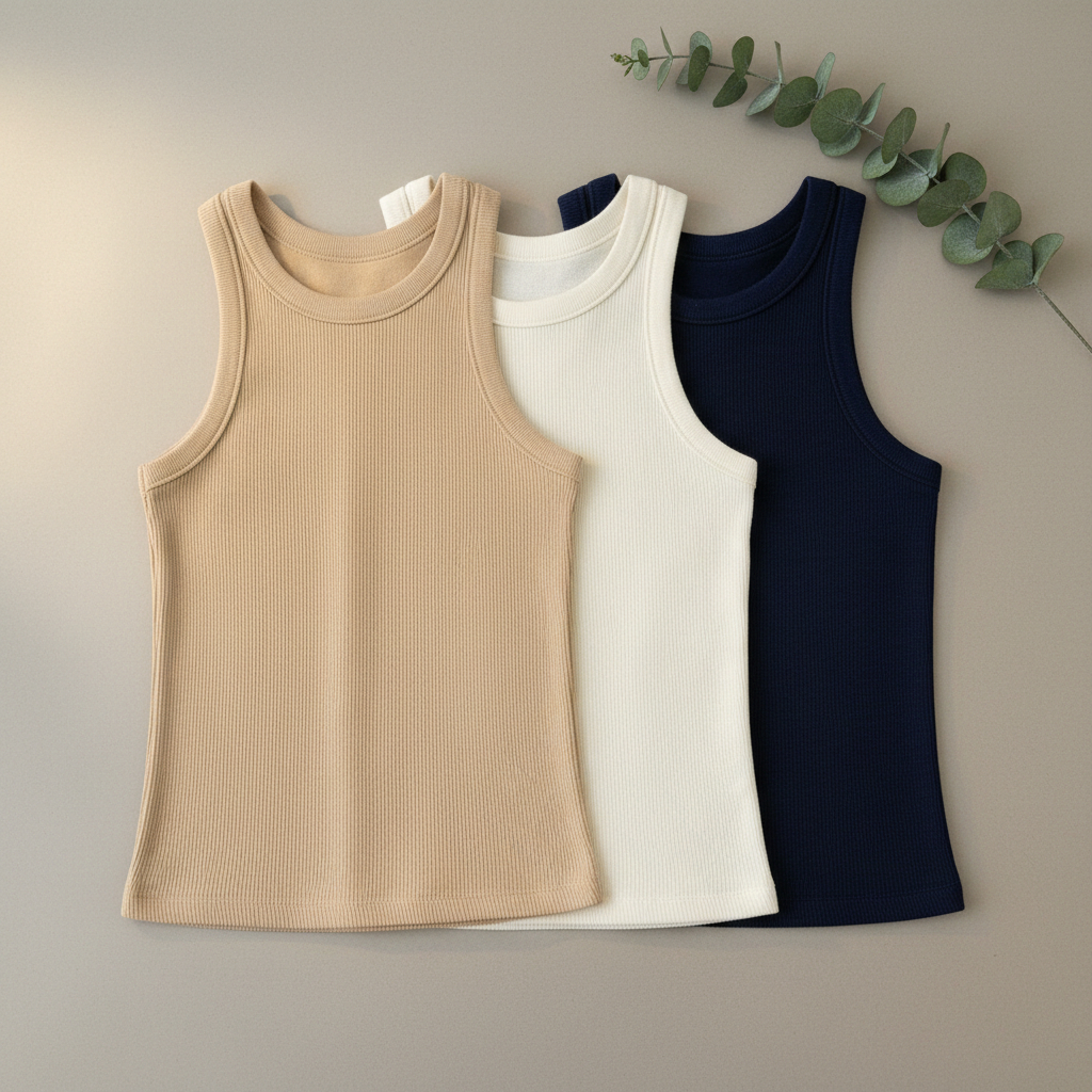 Kit 3 Regata Canelada Feminina Lisa Blusa Básica Camiseta Blusiniha Casual Verão Algodão