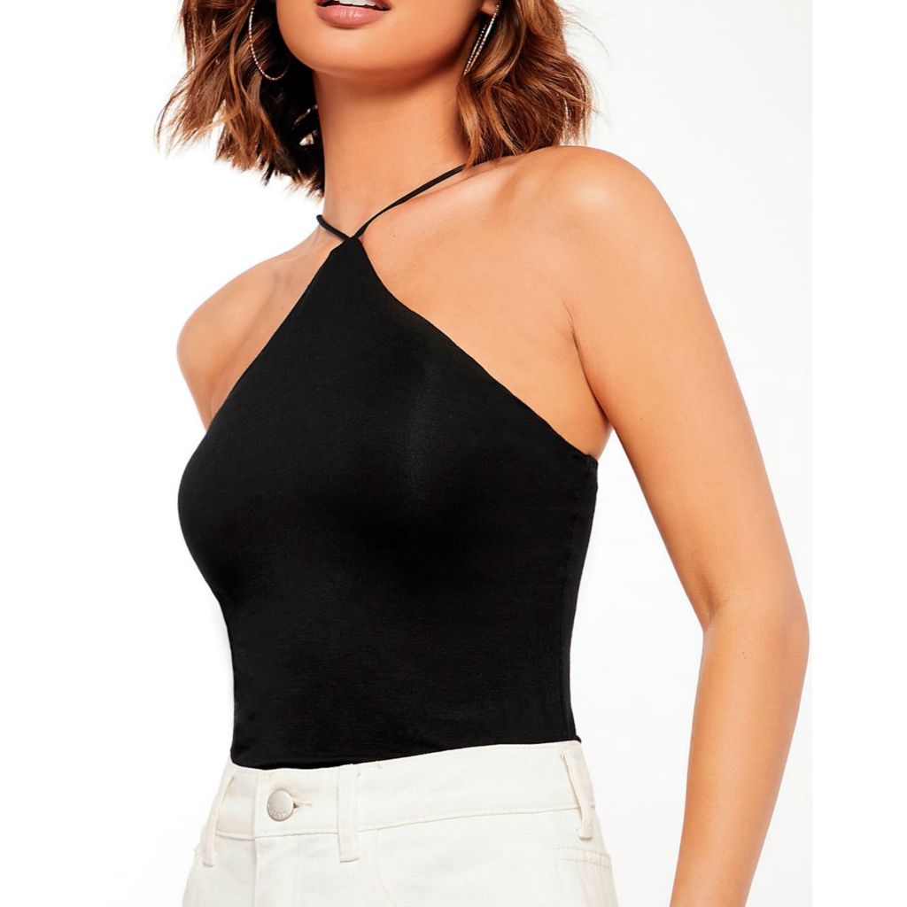 Blusa Decote Gota de Alça Lisa Trapézio Moda Blogueirinha