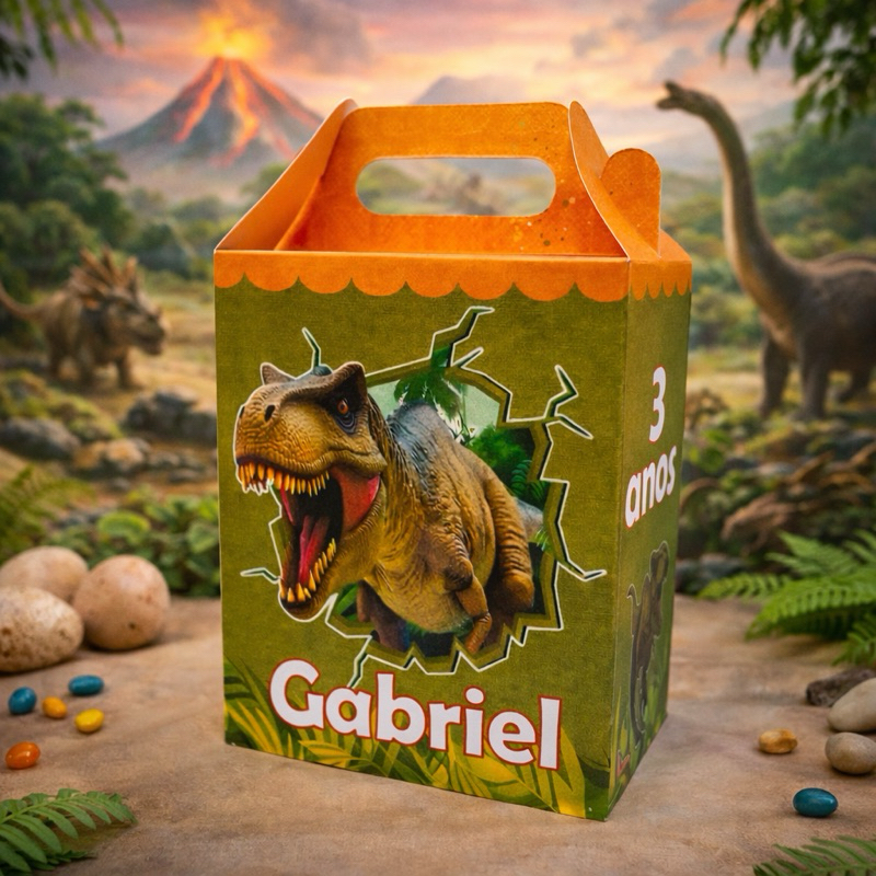 Dinossauro - Maletinha Lembrancinha Aniversário Personalizada - Desmontadas