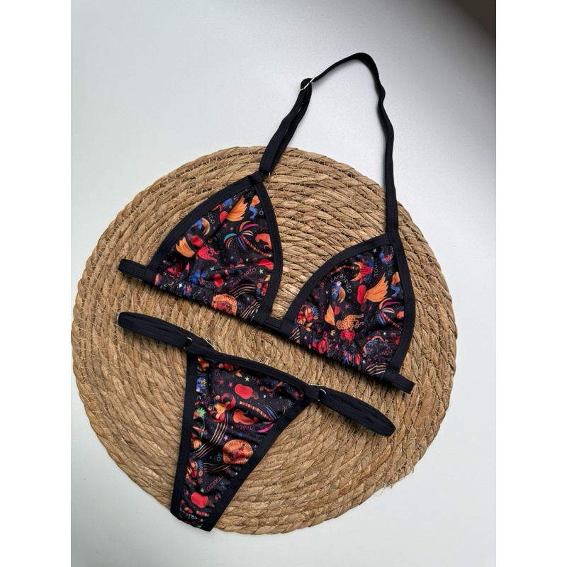 Imagem Biquíni Cortininha Regulagem Conjunto Biquíni Feminino Moda Praia Premium Signos