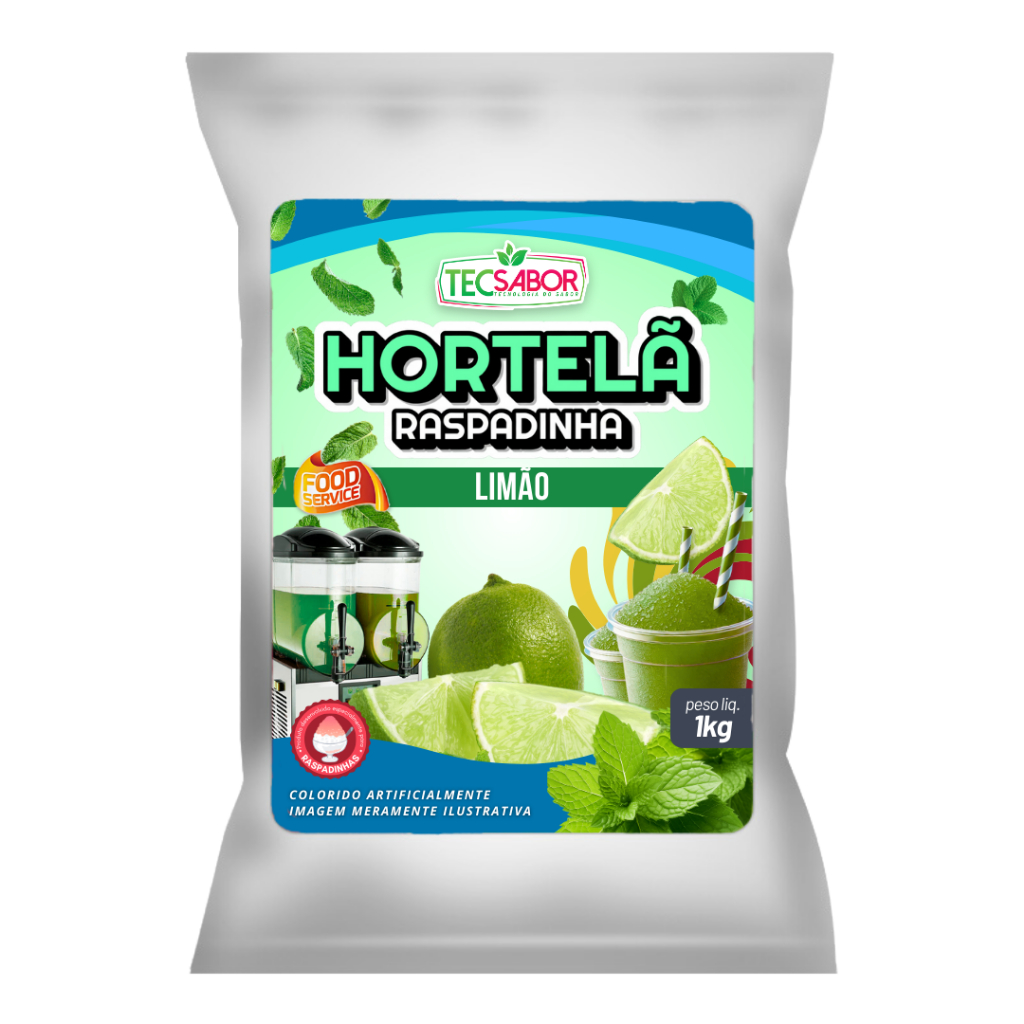 Raspadinha Hortelã +Sabores Base Pó Pronta Os Mais Vendidos produz de 8 a 10 Litros Tecsabor