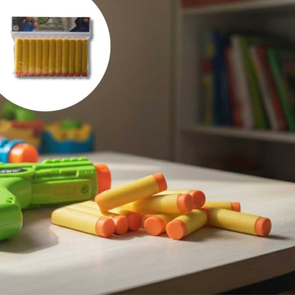 10 Dardos Refil Brinquedo Pistola Balas Nerf Munição