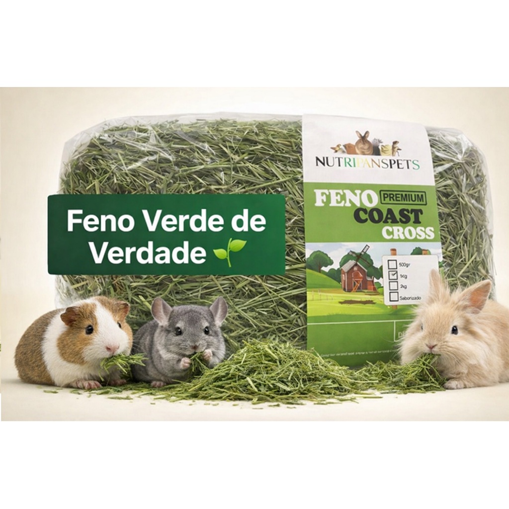 Feno Coast Cross Premium Verdinho Fresquinho Cheirosinho Coelho Porquinho da índia Hamster Chinchila em Oferta na Shopee