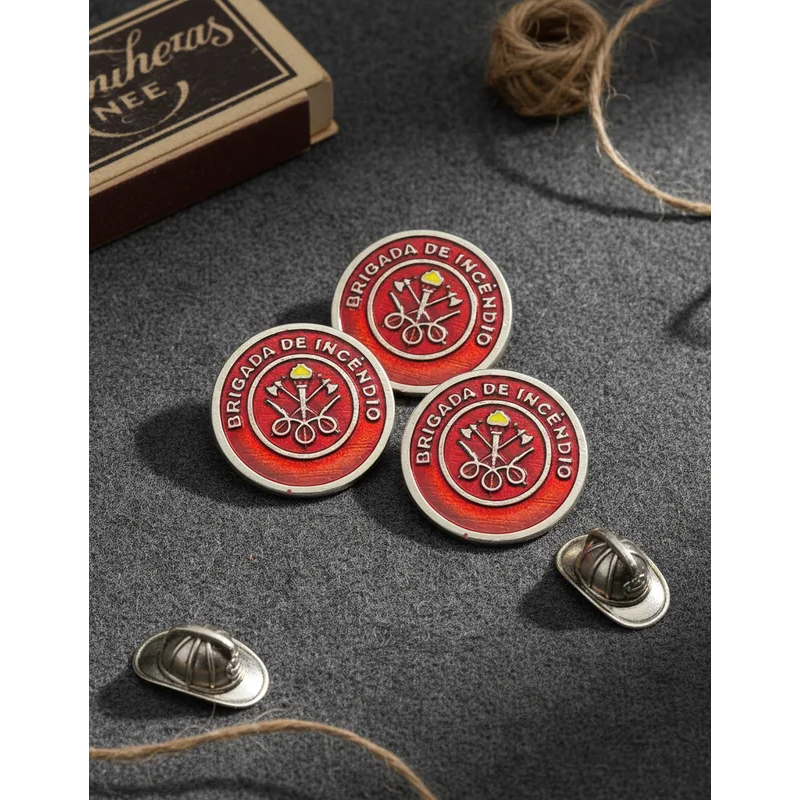 Kit 10 Botton Broche Brigada De Incêndio Pin Brigadista Metal botton brigada de incêndio uniforme