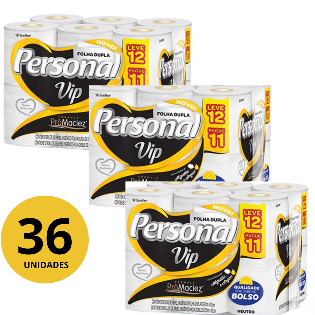 Papel Higiênico Personal Vip Neutro Folha Dupla Leve 12 Pague 11- 3uni
