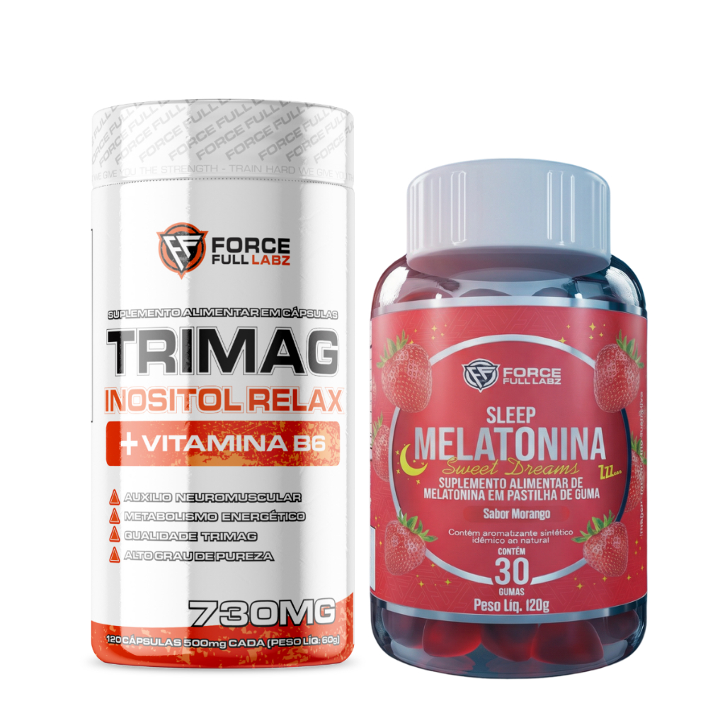 Kit Tri Magnésio 3 Magnésio - Bisglicinato De Magnésio, Malato + Melatonina Gummy 30 Gomas Sabor morango 210mcg Pura