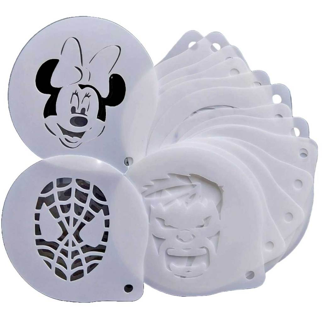 Kit 16 Stencil infantil Moldes para rosto pintura facial