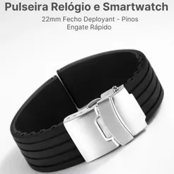 Pulseira Smartwatch Relógio Inteligente Digital Analógico 22mm Fecho Deployant Pinos Engate Rápido