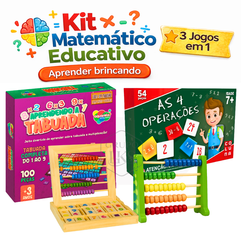 Jogos Matemáticos Completo Educativo em MadeiraTabuada 100 Peças  Ábaco 2 em 1 Animais Escolar Infantil