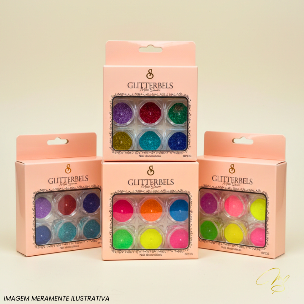 Glitter para Unhas Encapsuladas Kit 6 Cores Nails Resina Arte Carnaval Escolher Variação - SQ7604