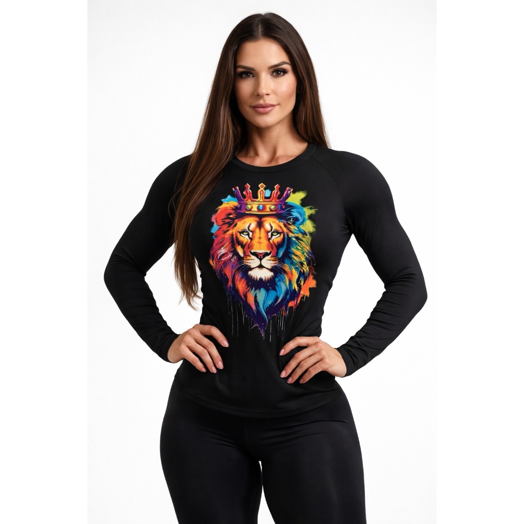 Camiseta Segunda Pele Feminina Leão de Judá, Térmica + Compressão Premium, Proteção no Frio e Estilo