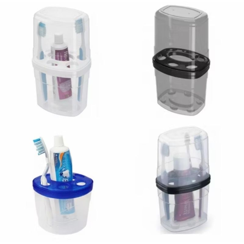KIT 1 ou 2 UNIDADES PORTA ESCOVA E ORGANIZADORA DENTAL DE PLASTICO P/ PIA  C/TP.  NITRONPLAST em Oferta na Shopee