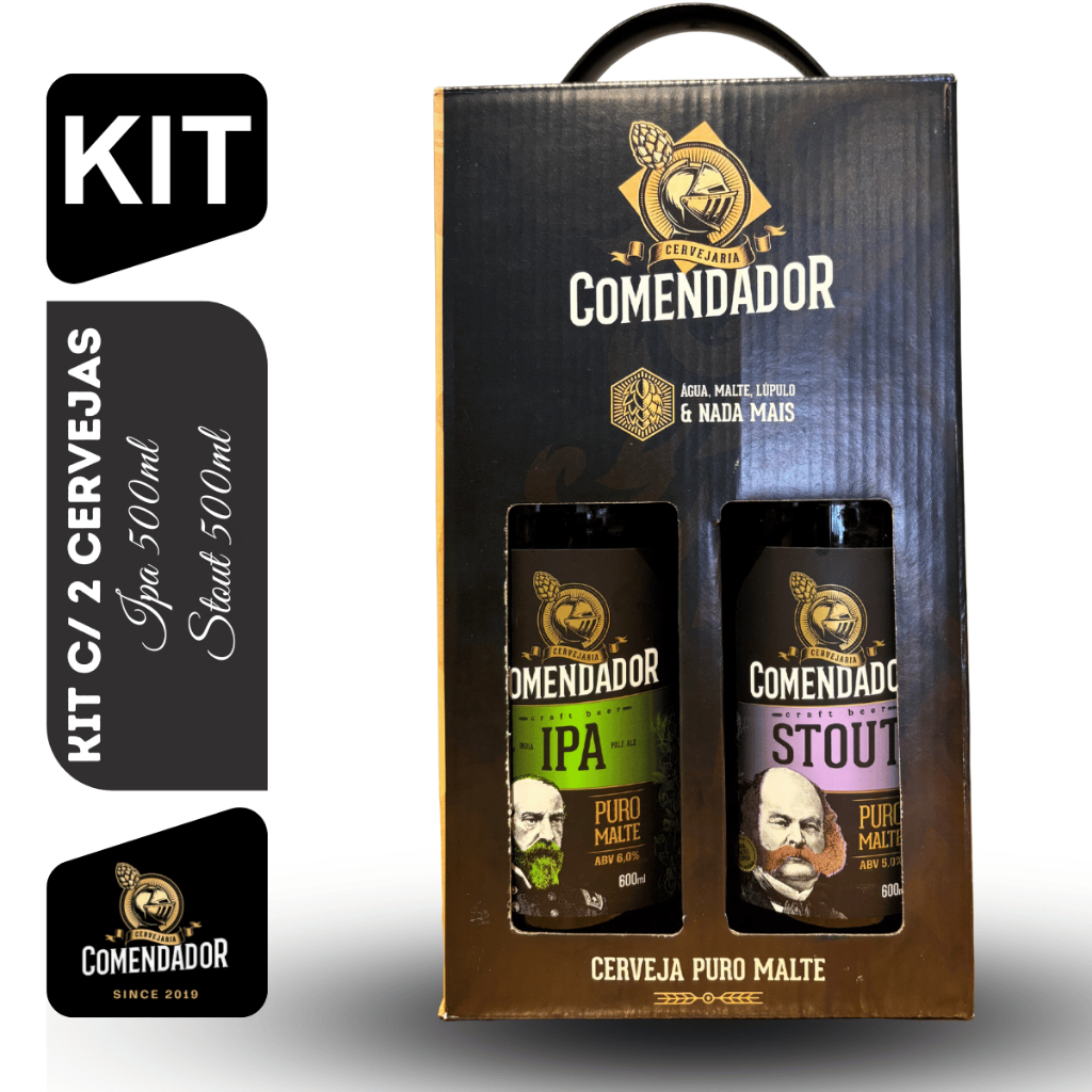 Kit Cerveja Comendador IPA e Stout 600ml em Oferta na Shopee