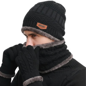 Kit Inverno Completo Touca Forrada + Luva Touch +  Protetor de Pescoço Unissex