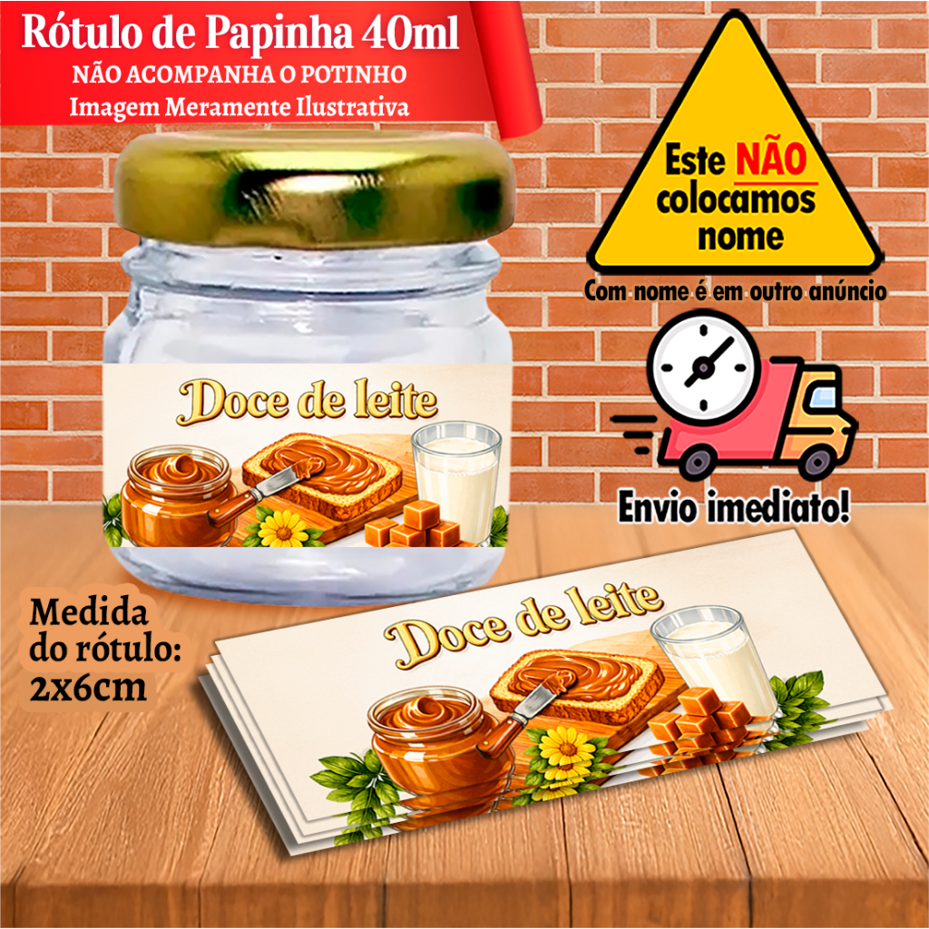 Rótulos adesivos para Papinhas 40ml 40g Tema Doce de Leite