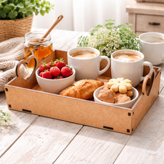 Kit 10 Bandeja Com Alça Coração 20X15x8 Cesta Café da Manhã Decoração De Festa Mdf Dia das Mães em Oferta na Shopee