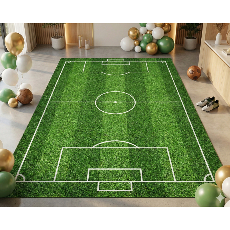 Tapete em Lona para Decoração de Festa, Campo de Futebol 2,0x1,60