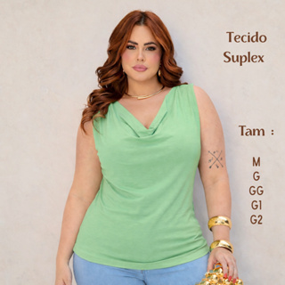 Blusa Feminina Gola Fofa Regata Suplex Malha Fria Confortável do M ao Plus Size em Oferta na Shopee
