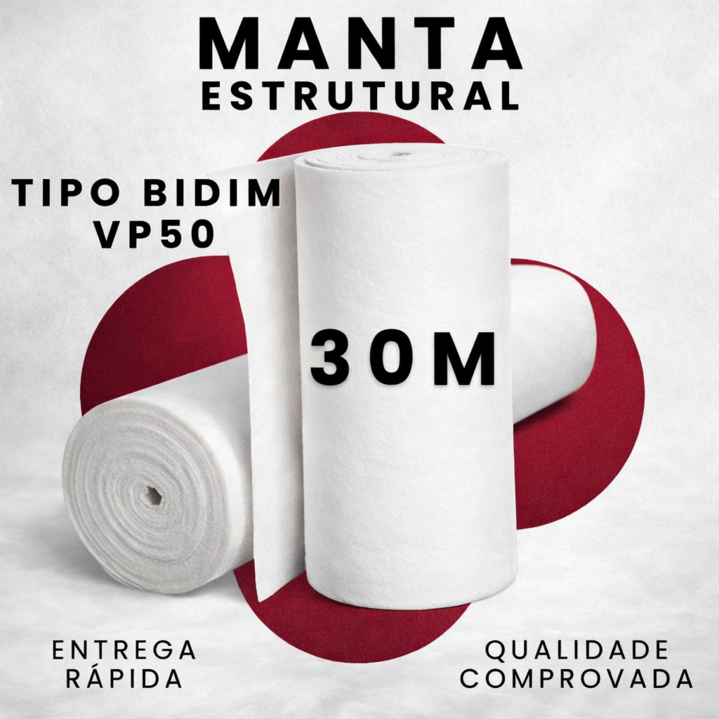 Manta VP50 Tipo Bidim 30m – Ideal para Impermeabilização Profissional
