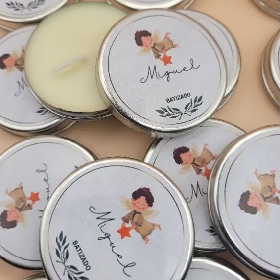 Kit 15 Velas Aromáticas Personalizadas – Lembrancinha para Aniversário, Batizado, Chá de Bebê, Nascimento