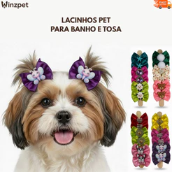 KIT 40 Laços Tamanho Medio Laços Pet Lacinhos Banho Tosa Pet Tamanho Medio Cetim