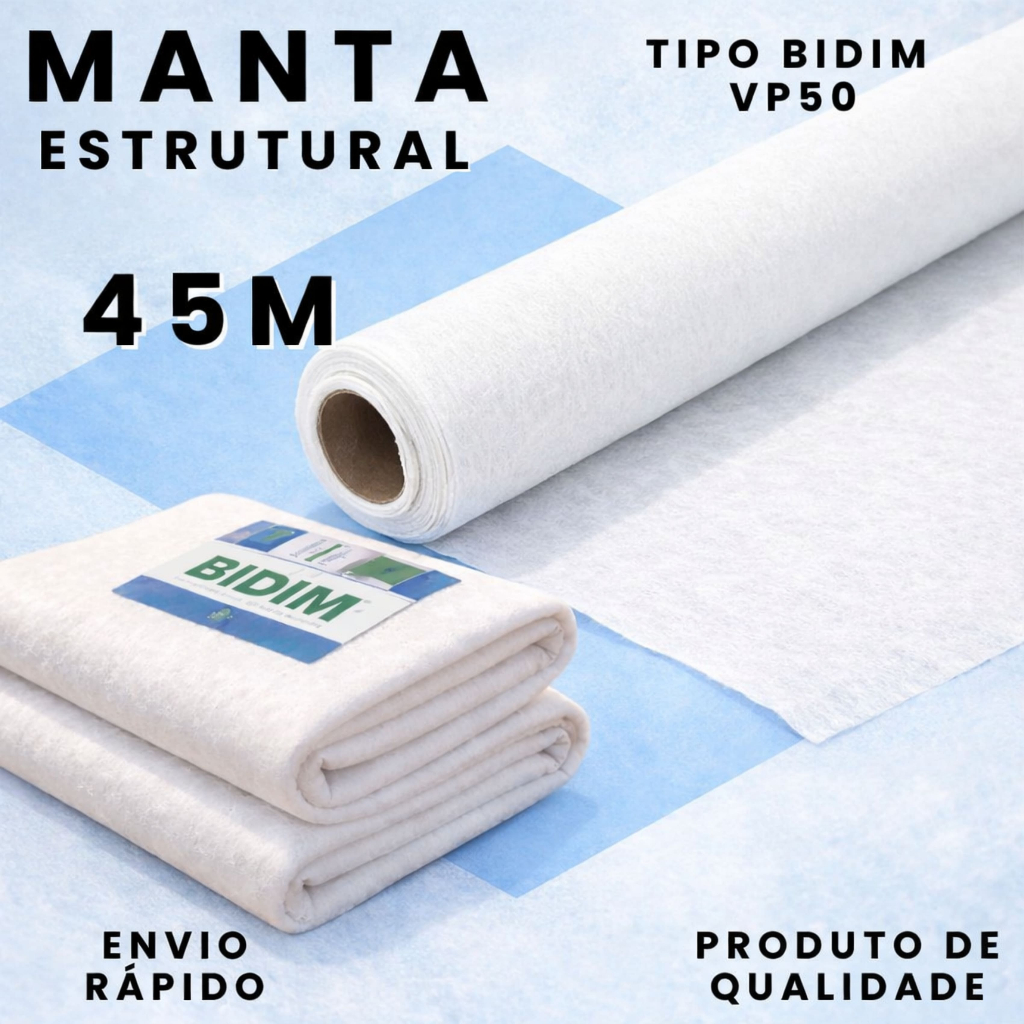 Manta Estrutural VP50 Tipo Bidim 45m – Impermeabilização Profissional
