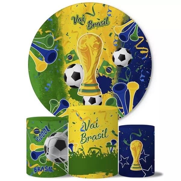 Trio Capas Cilindro + Painel Veste Fácil Tema Copa DO Mundo 2026 Vai Brasil | Envio Rápido