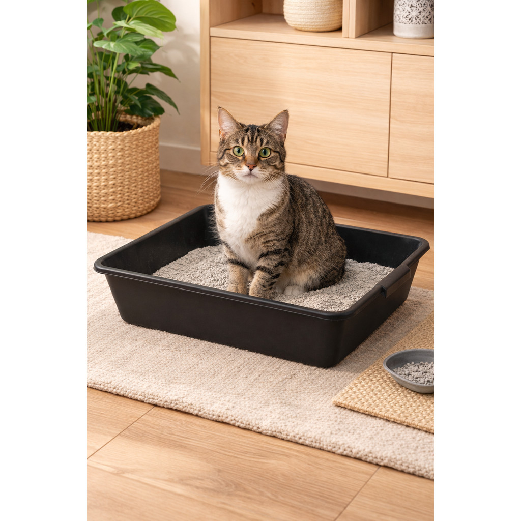 Caixa de Areia Preta para Gatos 🐾 Higiênica | Fácil Limpeza | Banheiro Sanitário em Oferta na Shopee