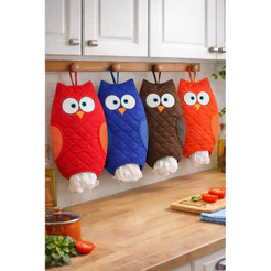 Puxa Saco De Cozinha Coruja Porta Sacolas Bordado Matelado Decorativo 52cm
