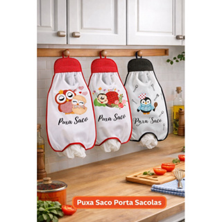 Puxa Saco De Cozinha Estampado Porta Sacolas Desenhos Decorativos 48cm em Oferta na Shopee