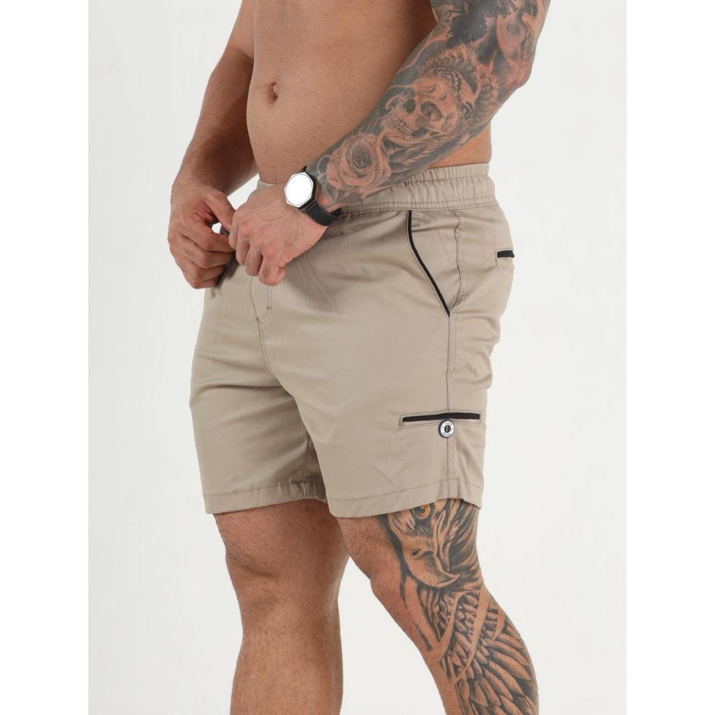 Short Masculino Mauricinho Sarja Casual Street com Elastano Cós Elastico