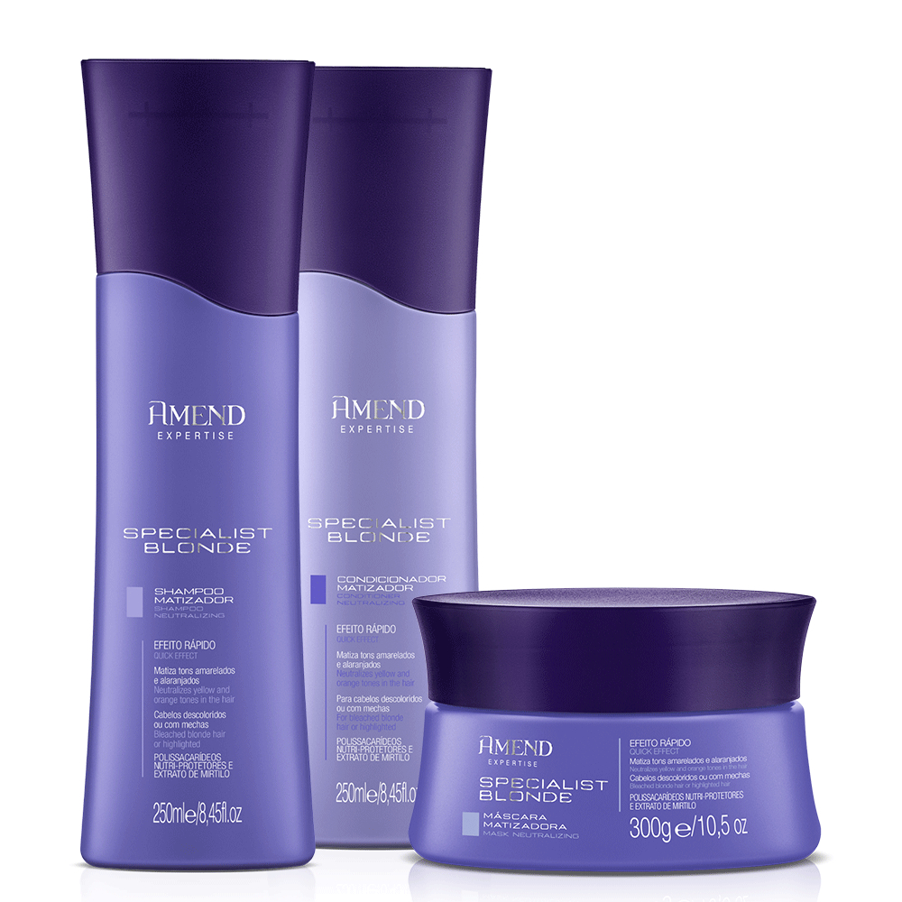 Kit Shampoo 250ml + Condicionador 250ml + Máscara 300g Amend Expertise Specialist Blonde Matizador