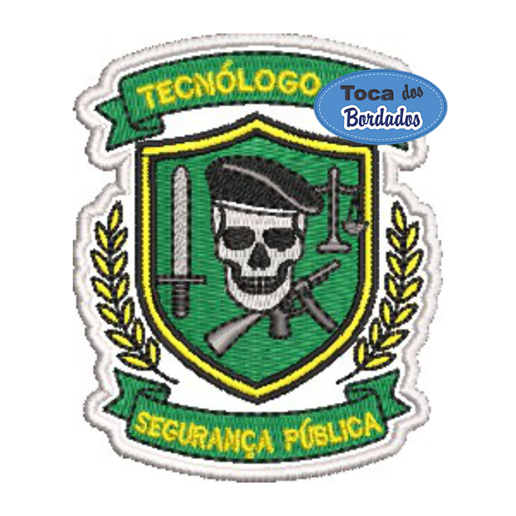 Patch Bordado Tecnologo em Segurança Pública 8x6,5 cm Cód.6655
