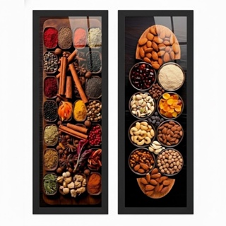 Kit 2 Quadros Copa, Cozinha, Área Gourmet, Temperos 2 moldura e vidro em Oferta na Shopee